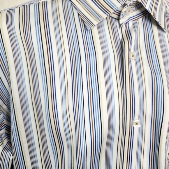 Bugatchi Shirt Men Medium Long Sleeve Striped Button Up EUC - Picture 8 of 10